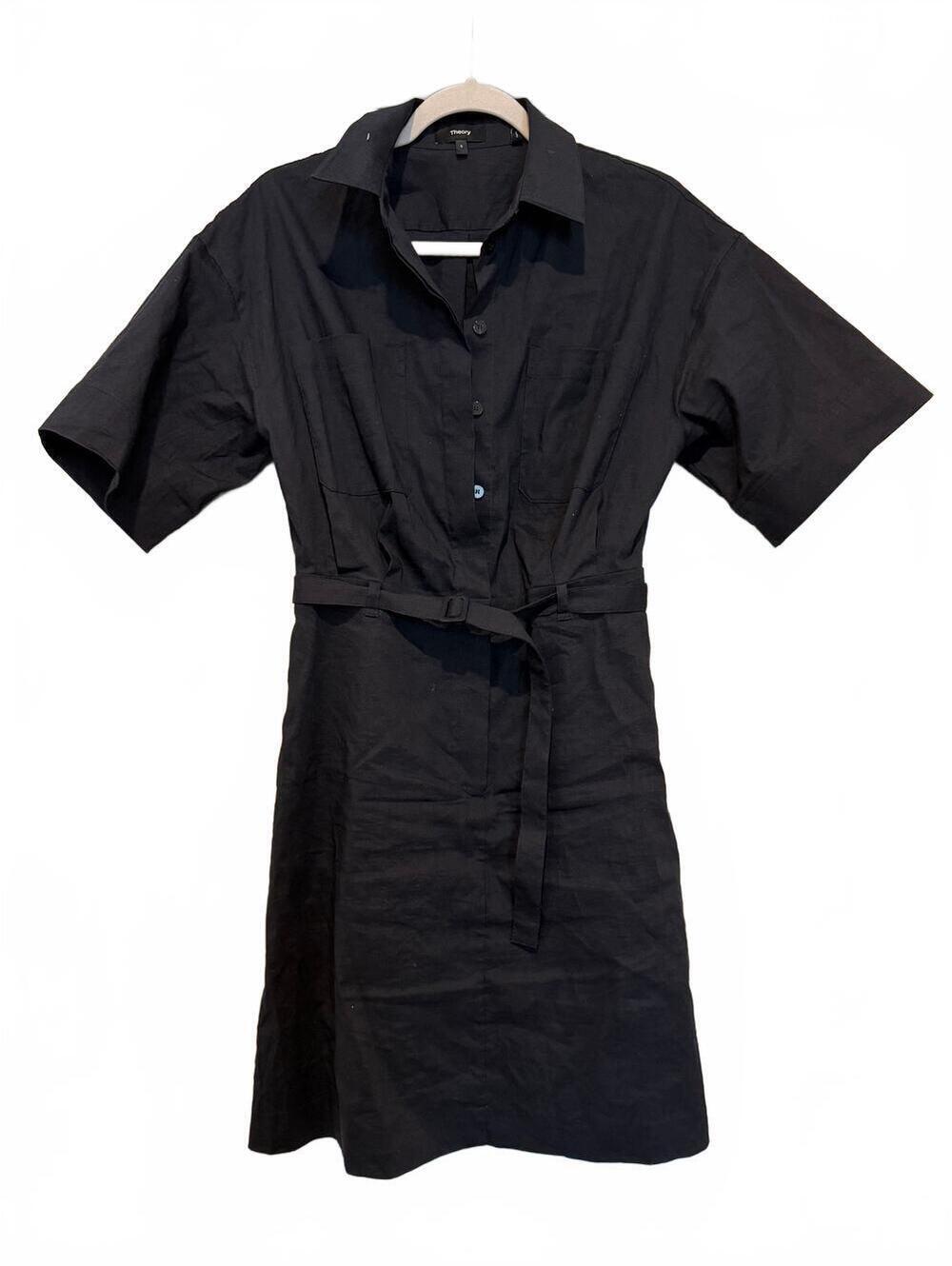 Theory Linen Blend Belted Dress